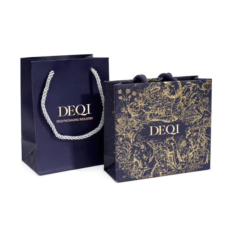 DEQI Custom Luxury Boutique Paper Bags Brand Store Paper Tote Shopping Retail Gift Bag with Handle Jewelry Packaging Bags