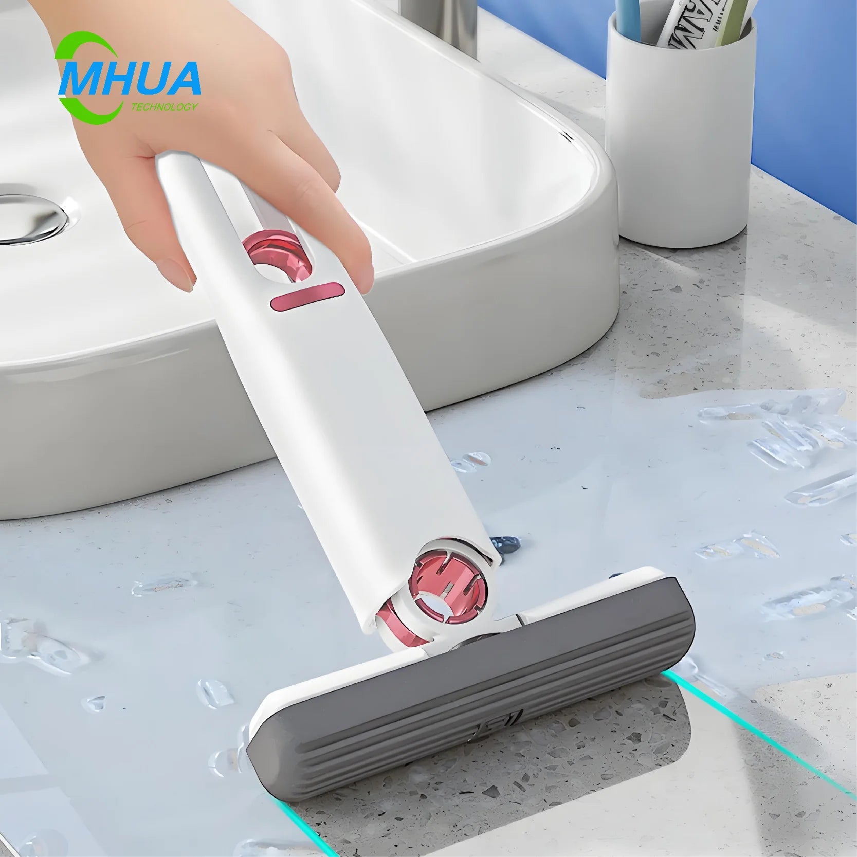 Portable Foldable Mini Mop Sustainable Sponge Head 90%-100% Dehydration Rate for Small Spaces Counters Desktop Cleaning Factory