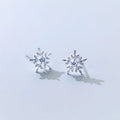 9MM Geometric 925 Sterling Silver Snowflake Zircon Stud Earring Women Jewelry Christmas Present