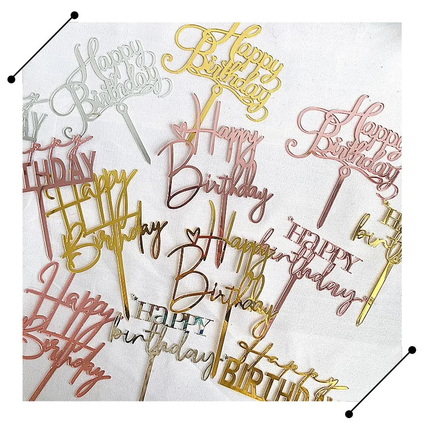 Birthday Party Hot New Creative Birthday Cake Decoration Black Gold love Party Baking Supplies Acrylic Card Cake Supplies