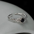 ICEBELA Jewelry Korean S925 Pure Silver Zircon Ring Open Burn Wrinkle Texture Diamond Embossed Ring