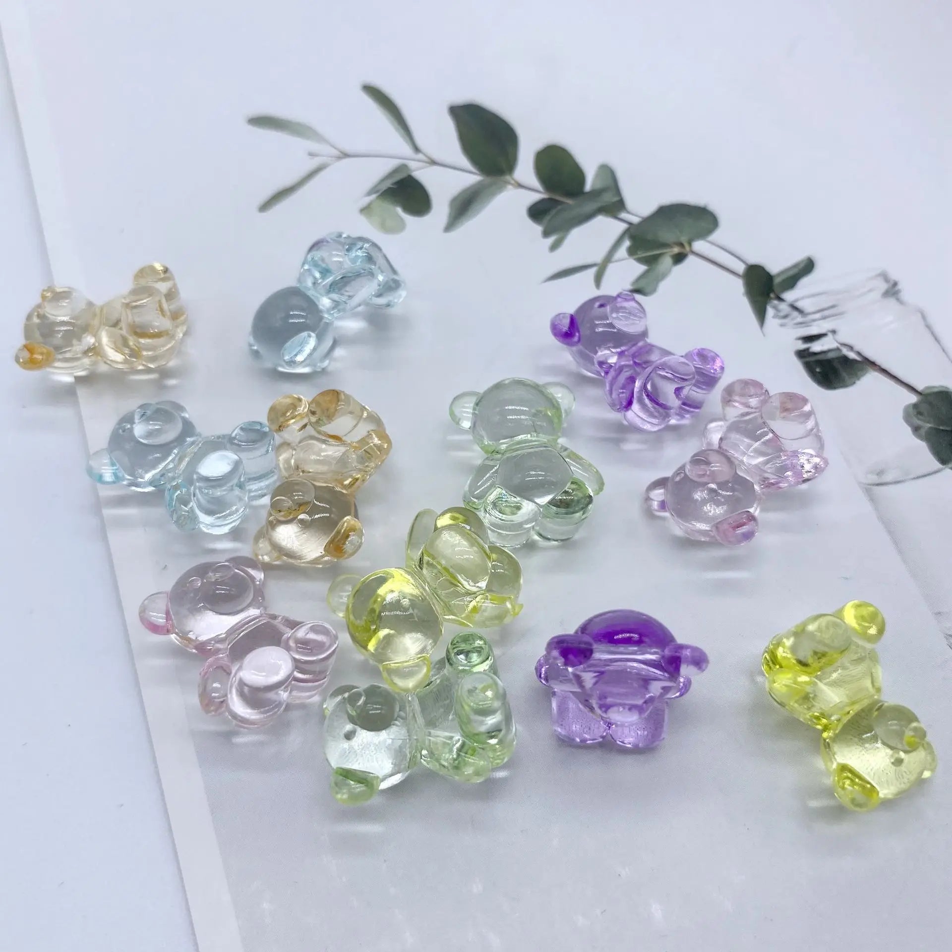 300pcs Acrylic Pastel Beads Transparent Candy Cute Colorful Kawaii Tidy Bear Charm Bead for Bracelet