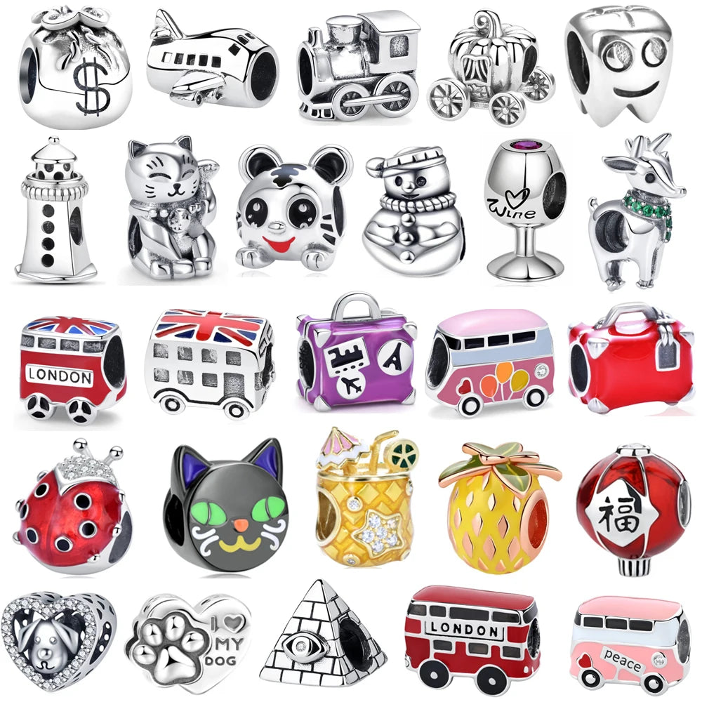 Manufacturers Spot Wholesale S925 Sterling Silver Cute Cute Pet Pumpkin Car Charm Beaded DIY Bracelet Accessories