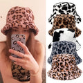 Fashion Outdoor Fashion Warm Winter Leopard Cow Colorful Plush Soft Women Faux Fur Velvet Fisherman Bucket Cap Girls Hat