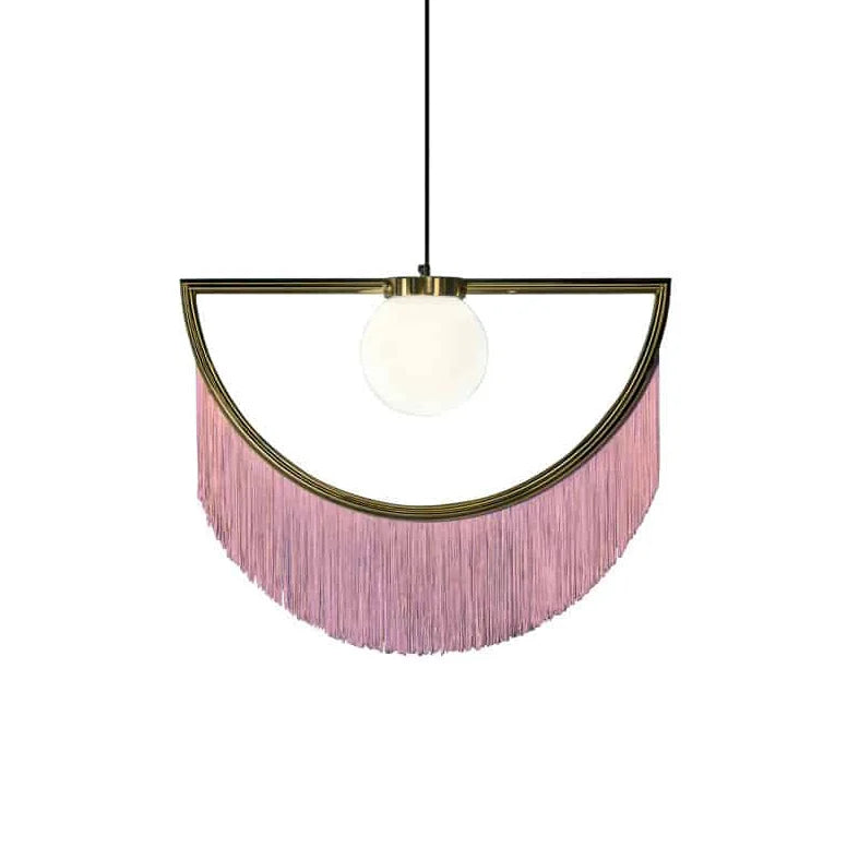 Indoor Home Decor Modern Pendant Light Pink Tassel Decorative Gold Chandelier for Living Room Villas