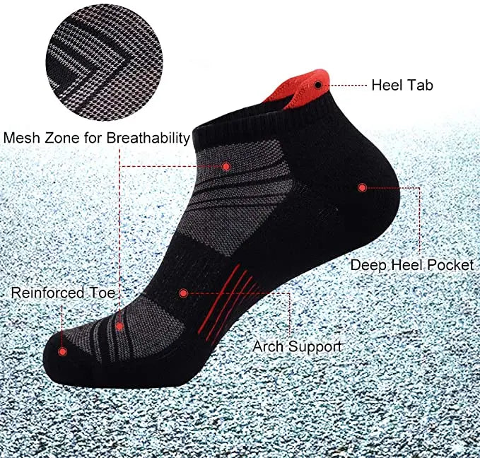 Customize logo Black Soft Wicking Cotton Running Athletic Men Crew Sport Seamless Socks