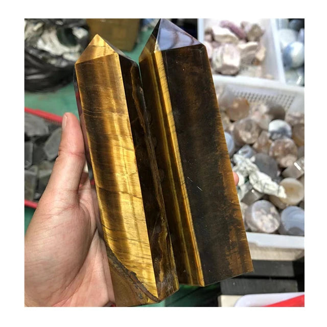 Wholesale Natural Large Crystal Obelisk Top Quality Natural Golden Tiger Eye Quartz Crystal Big Wands Points