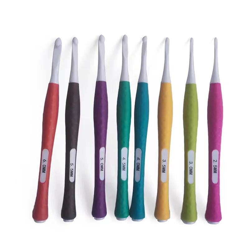 Opp Bag Packing Knitting Tool Sweater Needle TPR Silicone Color Plastic Crochet Needle PC Head Crochet Needle Set