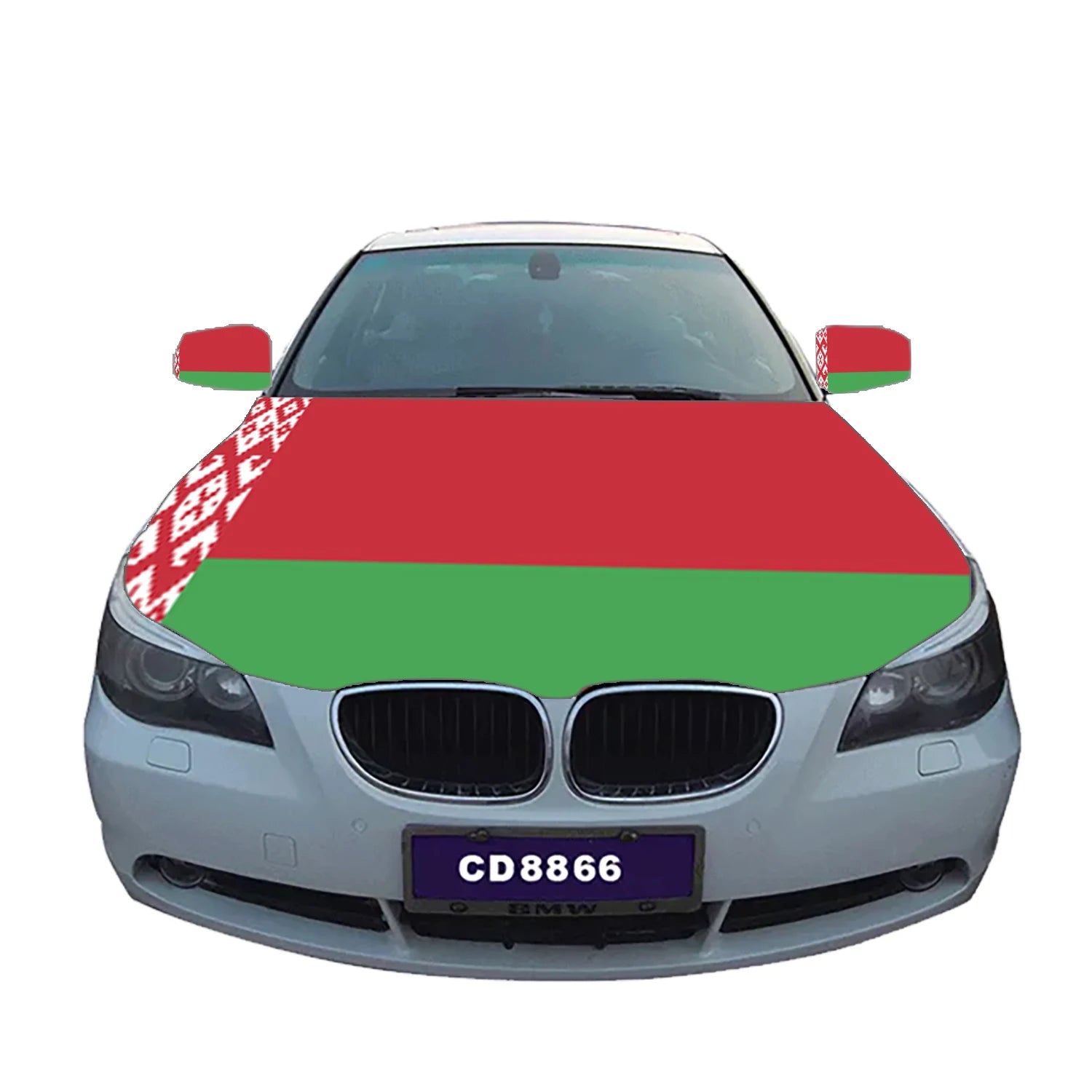 Customflag Engine Flags 100%Polyester Cover Rearview Mirror Custom Belarusian Belarus Car Hood Flag