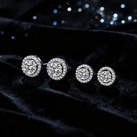 Luxury Hip Hop Classic 925 Silver Earrings VVS D Color 1CT 2CT Moissanite S925 Full Diamond Earrings for Women Wedding Jewelry