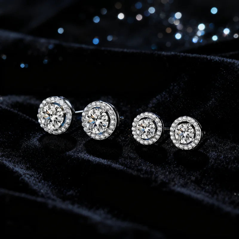 Luxury Hip Hop Classic 925 Silver Earrings VVS D Color 1CT 2CT Moissanite S925 Full Diamond Earrings for Women Wedding Jewelry