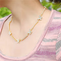 Hip Hop Jewelry CZ Charm Link Chain Jewelry Set 18k Gold Plated Alloy Butterfly Charm Tennis Chain Bracelet Necklace for Women
