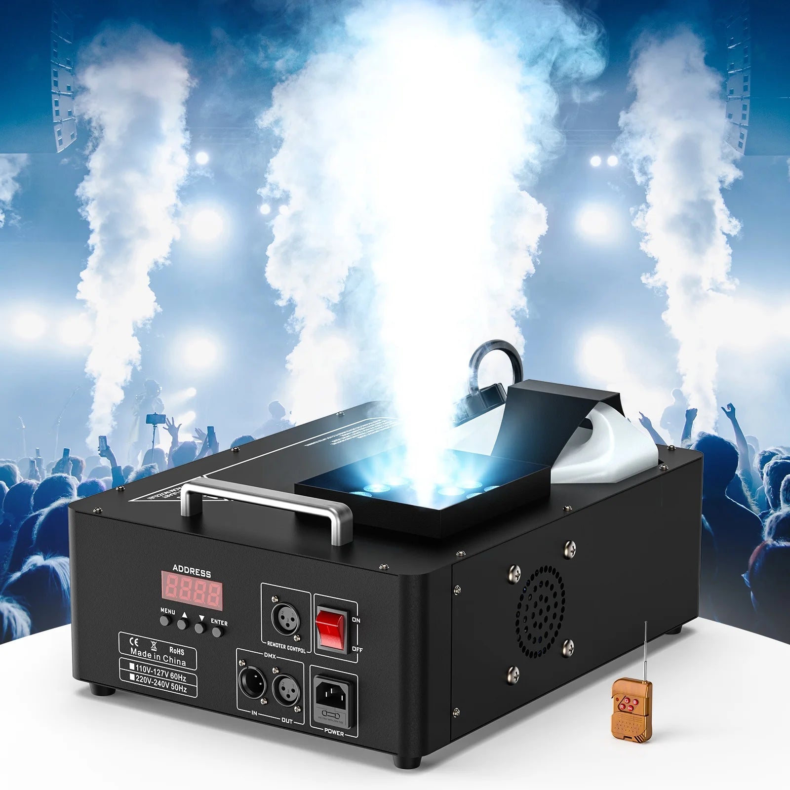 UKing RGB Lighting Effect Fog Machine with Remote & DMX 512 1500W Smoke Machine