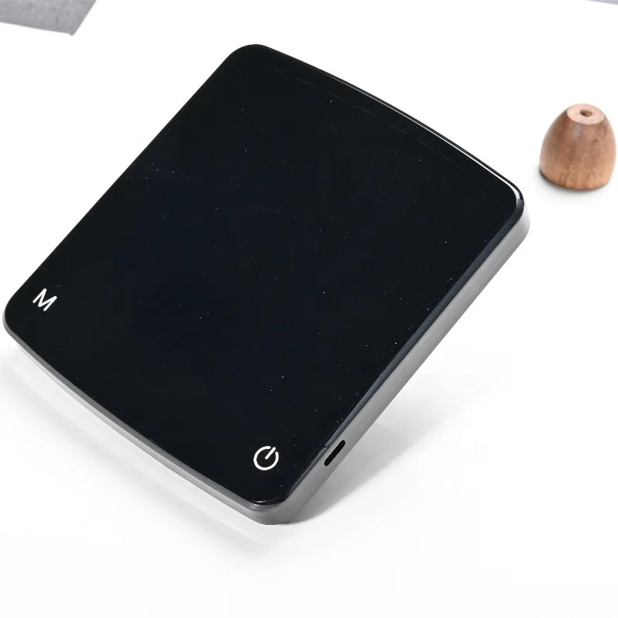 New Digital Coffee Scale with Touching Screen 2Kg Capacity LED Display Black Rechargeable Electronic Timer 0.1g Division