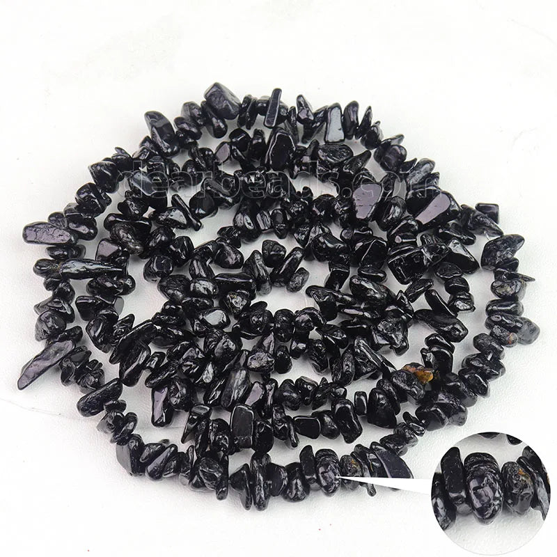 Wholesale Natural Freeform Cheap Chip Black Tourmaline Stone Beads for Woman Bracelets Making 8mm Irregular Chips