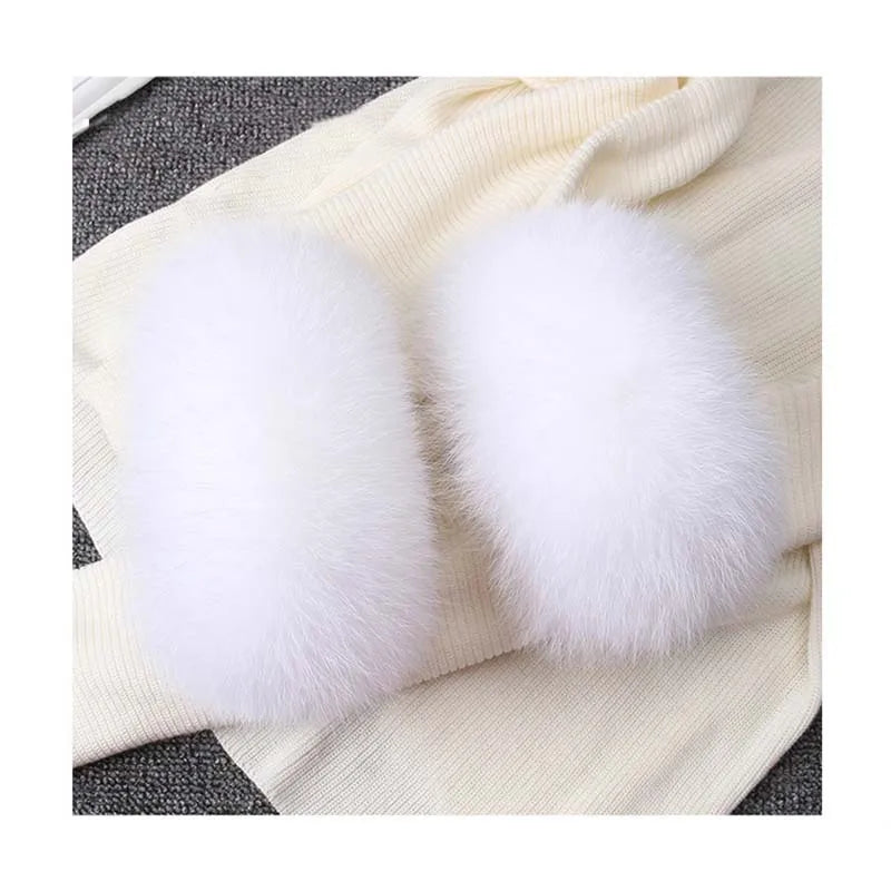 MWFur Custom Made Fox Fur Cuffs for Winter 14cm Detachable Fox Fur Cuffs Fashion Luxury Fox Hair Cuffs for Coat Sleeves
