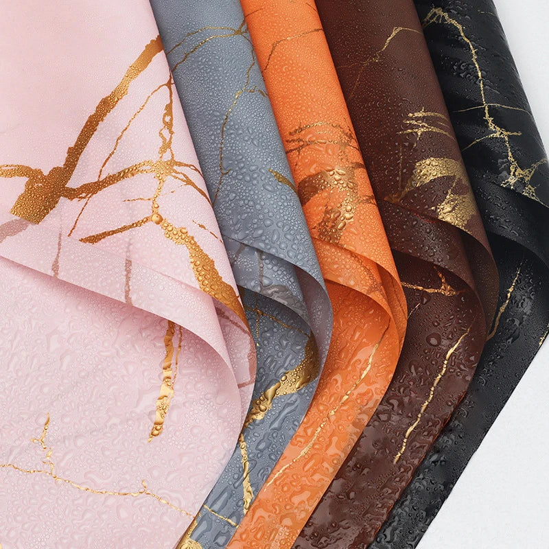 Tondo Waterproof Flower Wrapping Paper Splash Gold Marbling Art Lettering DIY Packaging Materials Floral Materials Wholesale