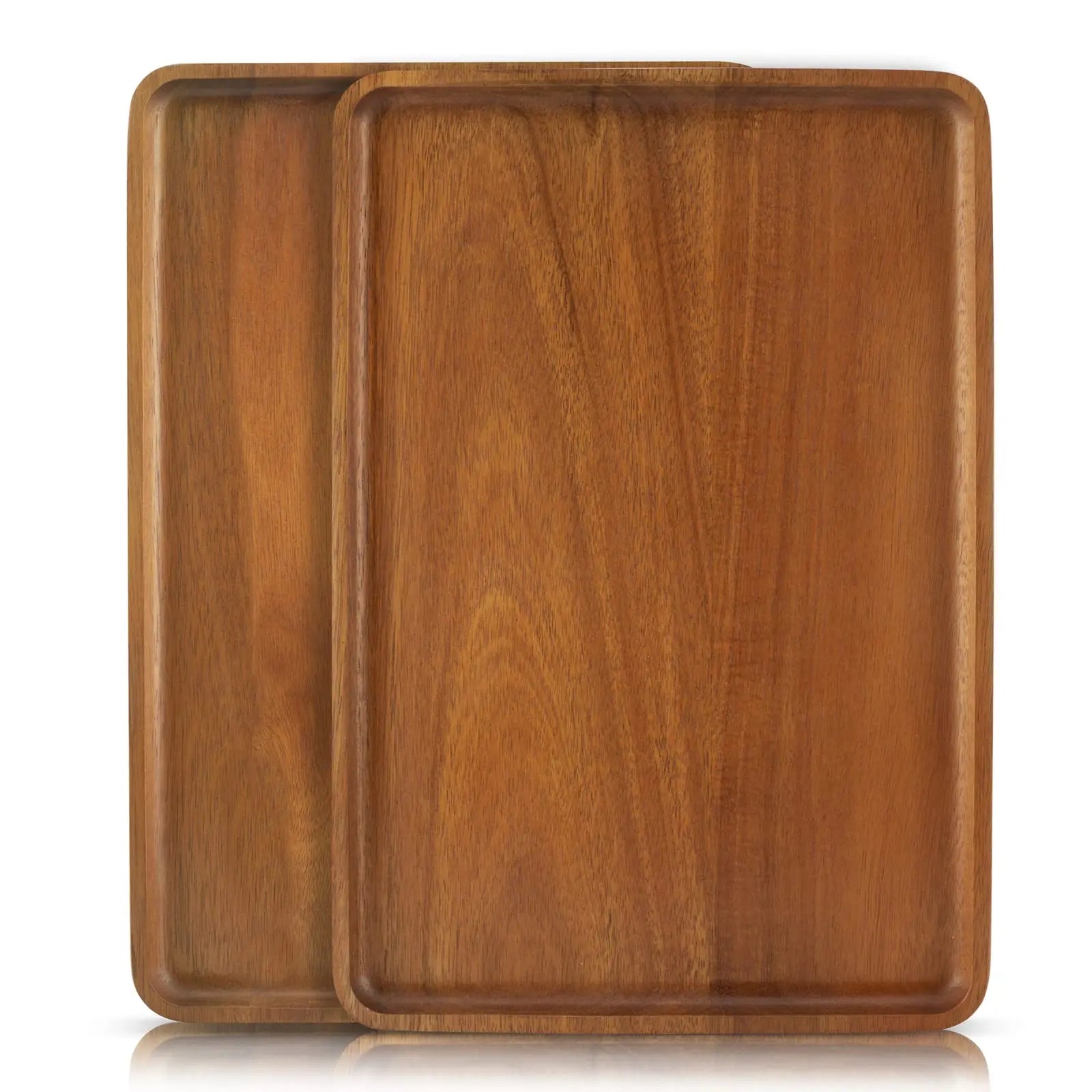 Rectangular Acacia Wood Serving Tray Natural Wood Platter for Party Charcuterie Cheese & Snacks Coffee Decorative Tray