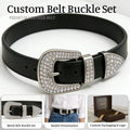 2025 Custom LOGO Factory Sale Various Widely 39mm 3 Piece Western Rhinestone Belt Buckles Set Buckles for Men