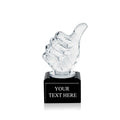 Cheap Custom UV Printing Glass Crystal Thumbs up Trophy Award with Gift Box