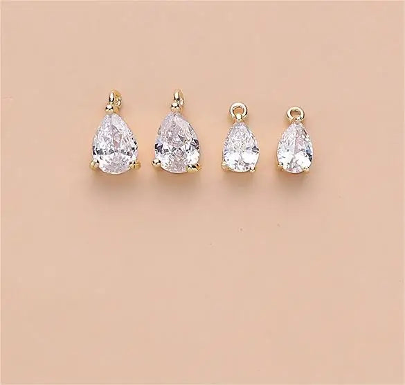 Hot Sale 14K Gold Plated Copper Jewelry Fashion Water Drop Design ZIRCON Insert Pendant for Necklace Bracelet DIY