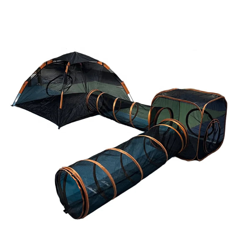 Outdoor Cat Enclosures Pop up Pet Tent 4-in-1 Outdoor Portable Cat Playpen With Cat Tunnel Play Tents for Cats