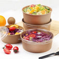 Senang05 Odm Oem Emballages Alimentaires Round Brown Eco-friendly Take Away Fast Packaging Kraft Paper Salad Bowl