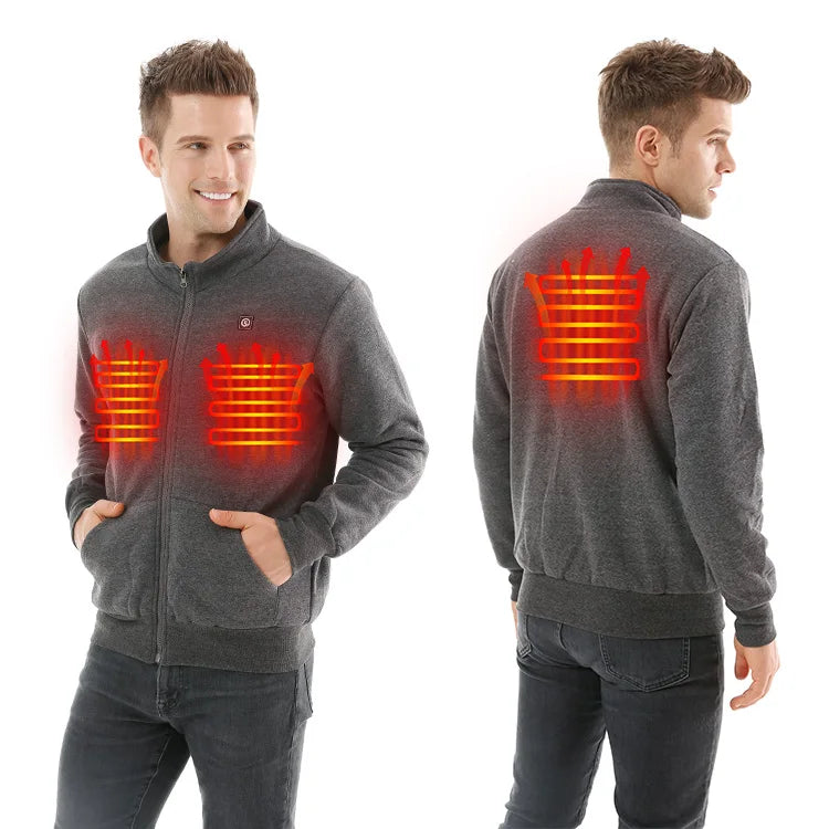 5V Cold Weather Gray Keep Warm Men Women Winter Outwear Coats Battery Heated Thermal Breathable Plus Size Jackets