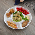 Wholesale Cheap White Round Ceramic Dessert Platter with 5 Dividers Custom Logo Dinner Plate Dish for Restaurants