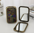 Rectangular Mirror Engraved Hollow Retro Body Makeup Mirror Double-sided Folding Portable Dressing Mirror