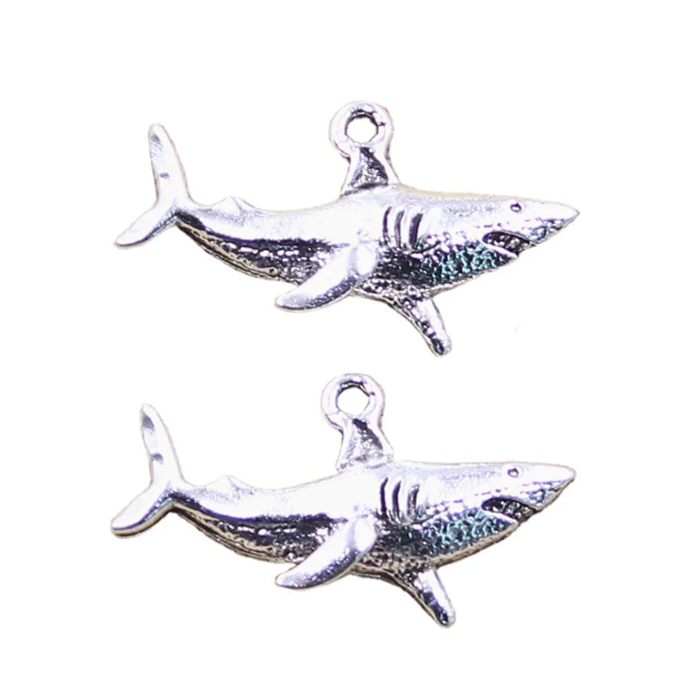 Charms Shark Fish 18x32mm Antique Silver Color Pendants Making DIY Handmade Tibetan Finding Jewelry