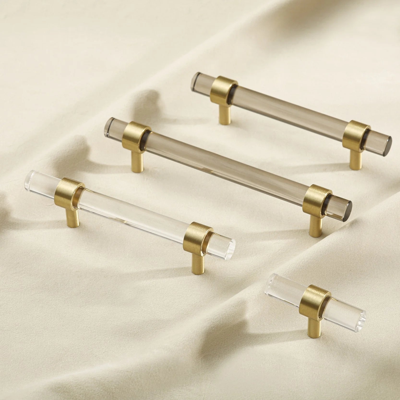 Hot Sale Customized Brass Transparent Black Acrylic Furniture Handle Drawer Wardrobe Door Cabinet Handles