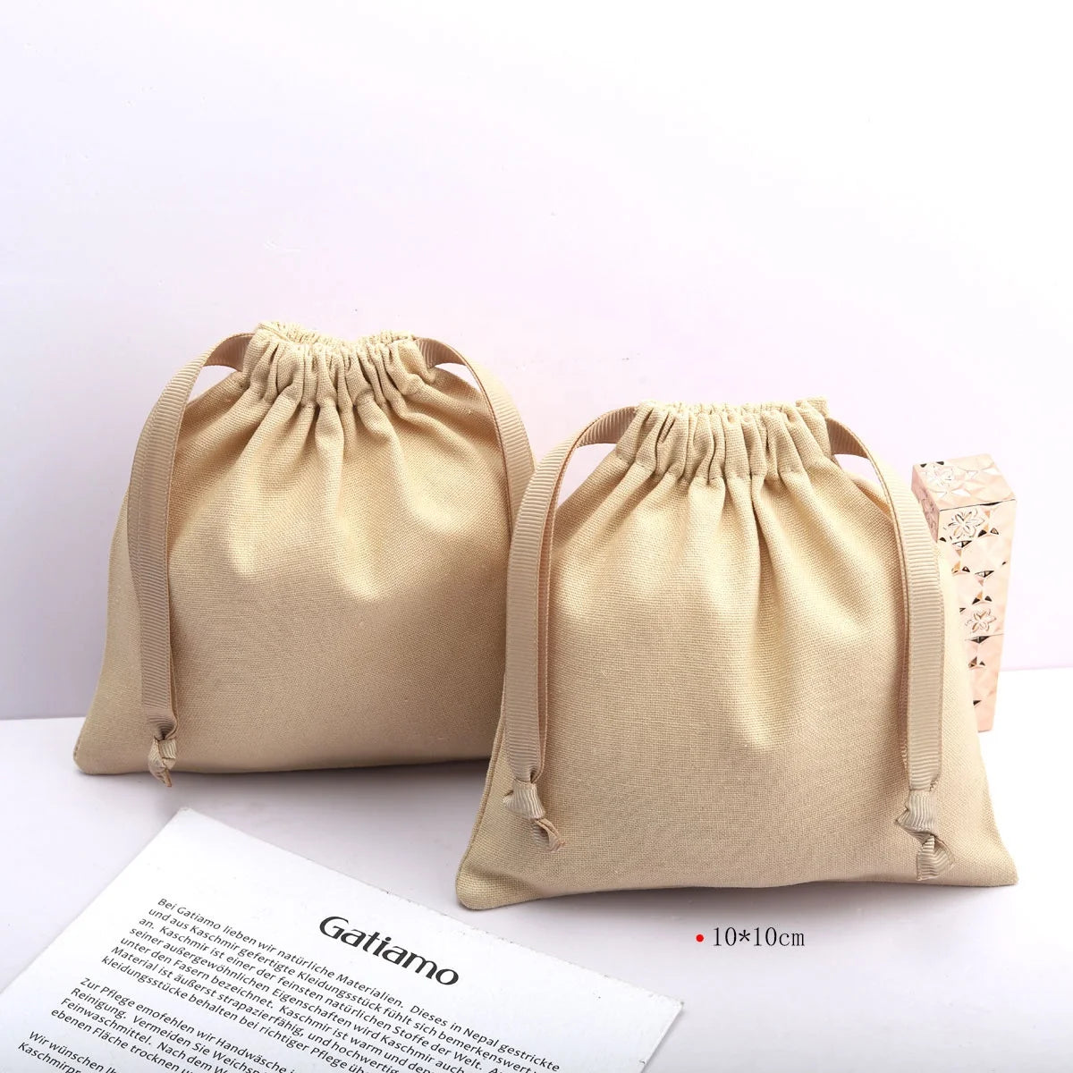 Wholesale 8Oz Canvas Drawstring Cosmetic Bag for Skincare Product High Quality Cotton Gift Makeup Pouch