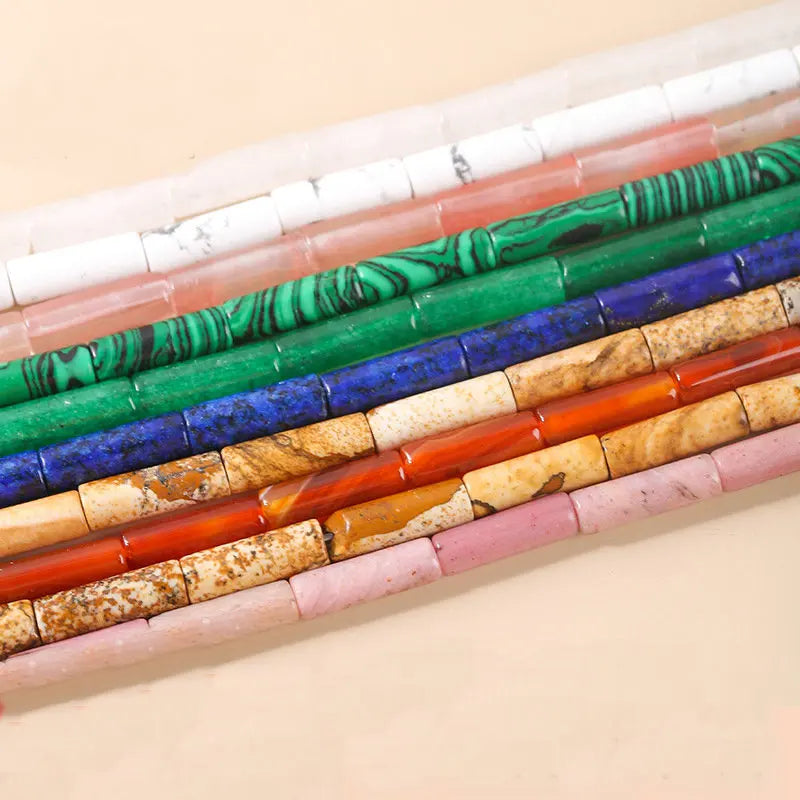 Wholesale 4*13mm Crystal Agate Round Tube Loose Beads Diy Jewelry Accessories Cylindrical Positioning Beads