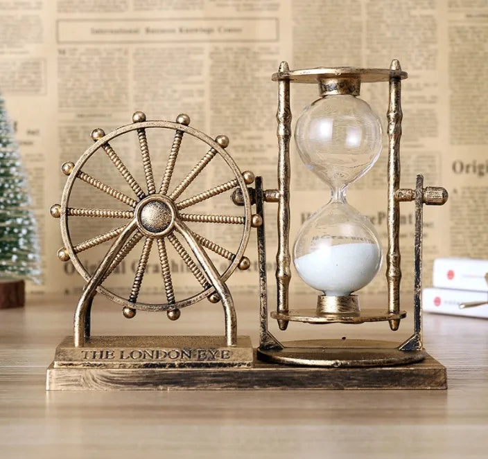 Creative Luxury Retro Ferris Wheel Hourglass Timing Function Traditional Student Gift Home Decoration Handicrafts Made Glass