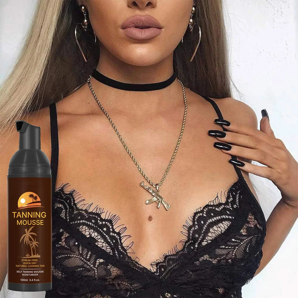 Sunless Spray Tanning Instant Dark Solution Self Tan Long-Lasting Face & Body Tanning Mousse SPF 50+ Herbal Floral Fragrance