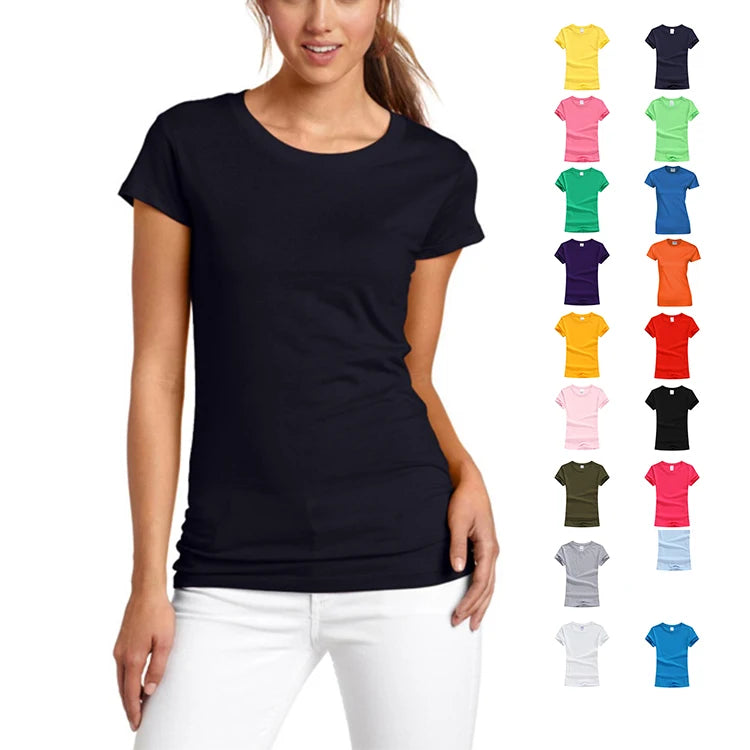 Factory Direct High Quality Cotton Women's O-Neck Button White Jersey T-Shirt Quick Dry Custom Printed Streetwear Style XL Logo