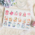 50Pieces/Roll Tape Aquarian Flower Diary Sticker Series Watercolor Bottle Plant Collage Material Base Paper 6 Models