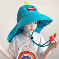 Portable UPF 50+ Unisex Children's Adjustable Big Brim Casual Bucket Sunhat Breathable Cartoon Pattern Summer Beach Fishing All