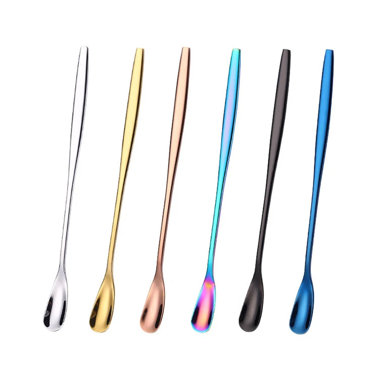 Stainless Steel Gold Long Handle Tea Ice Cream Cocktail Juice Coffee Cupping Spoon Stirring Spoon