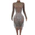 Vestido Pearls Sequin Birthday Cocktail Dress Banquet Prom Sheath Dress Big Size Women Sexy Fringes Diamond Party Evening Dress