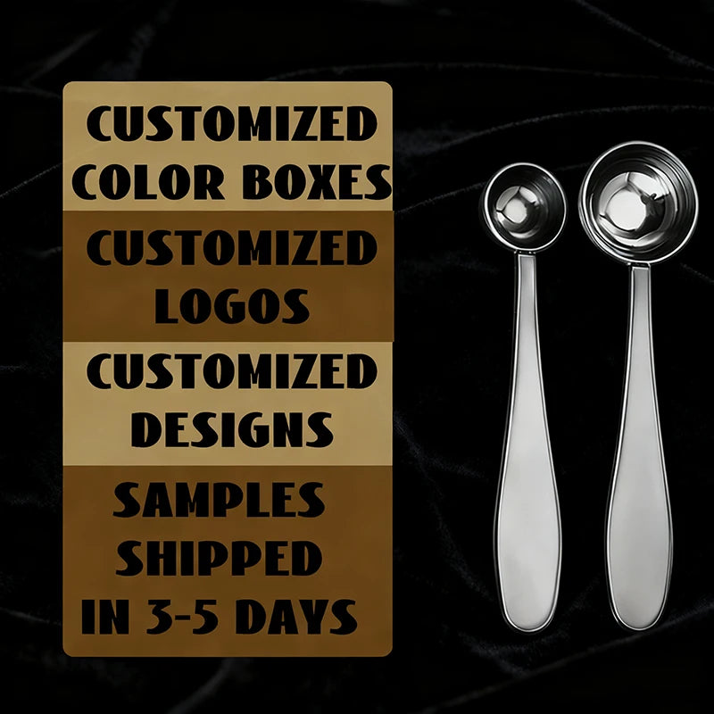 Customized Logo Packaging Measuring Scoop Gold 2.5/5/15/30ml Coffee Milk Powder Stainless Steel Measuring Spoon