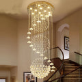 Large Long Staircase Lighting LED Ball Pendant Lamp Raindrop Spiral Crystal Chain Chandelier for Hotel and Home