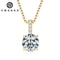 Sterling Silver 925 Round Cut 6.5MM 1CT Pass the Diamond Test With GRA Moissanite Pendant Necklaces for Women