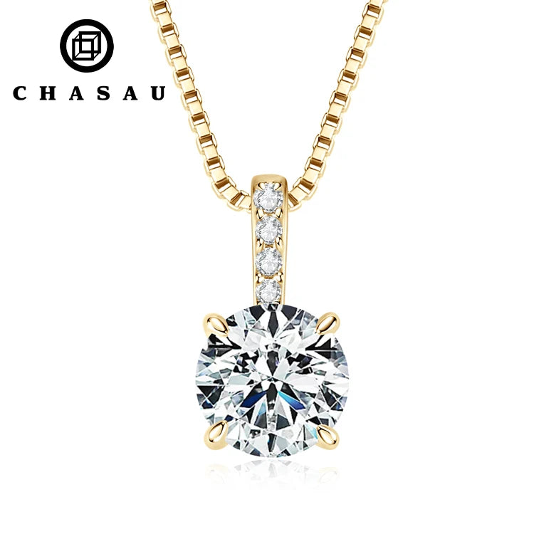 Sterling Silver 925 Round Cut 6.5MM 1CT Pass the Diamond Test With GRA Moissanite Pendant Necklaces for Women