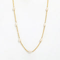Joolim Jewelry 18K Gold Plated Fresh Water Pearl Satellite Dainty Chain Necklace Stainless Steel Jewelry Wholesale