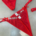 Custom Metal Letter Fashion Golden Diamond Letter Female Panties Women Sexy Underwear Red Shiny Mini Thong Bikini