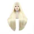 Celebrity Wig  30inch Straight WHITE BLONDE Natural Color Daily Life Wearing Futura Henlon Matte Fiber Synthetic Lace Front Wigs