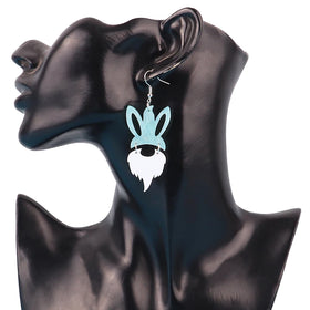 Wholesale Cute Cartoon Goblin Bunny Rabbit Casual Jewelry Hollow Flowers Funny Easter Gifts Acrylic Drop Earrings