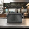 Portable Cast Iron Roasting Grill Pan Flat Bottom Rectangle Oven for Outdoor Kitchen Barbecue Baking Camping